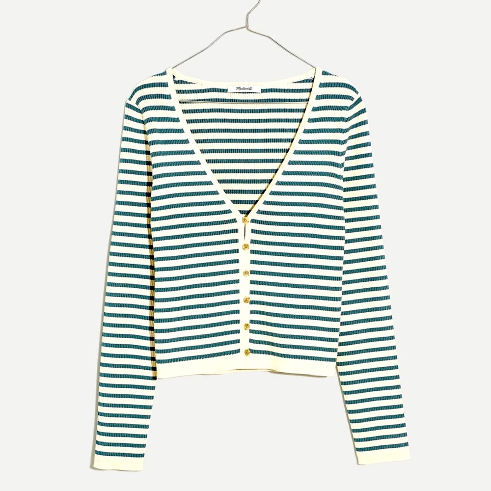 Madewell Carmen Crop Cardigan Sweater in Stripe